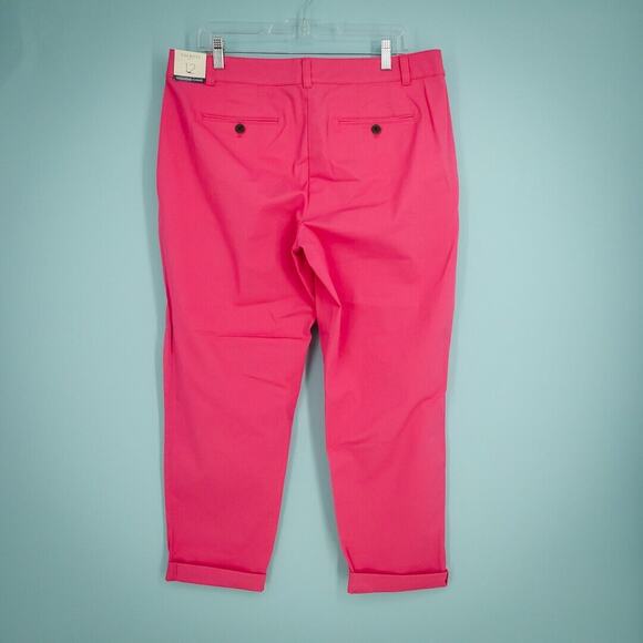 Talbots Size 12 Pink Weekend Chino Ankle Length Button Zip Cotton Stretch Pants - Picture 2 of 8